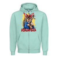 Seafoam Meowica 4th of july Zipper Hoodie - CowGirlArtShop