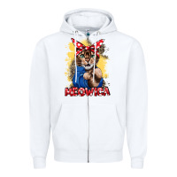 White Meowica 4th of july Zipper Hoodie - CowGirlArtShop