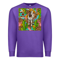 Purple western boer goat seamless pattern Premium Sweatshirt - BundleAndBundleShop