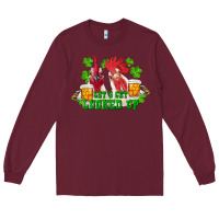Burgundy st. patrick's day roosters let's get lucked up Long Sleeve Tee - RanaPortraitStore