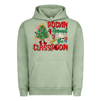 Pigment Oil Green rockin around the clasroom teacher Urban Hoodie - MaliasSmallBusiness