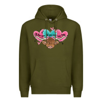 Army Green western cow and heart Premium Hoodie - MaliasSmallBusiness
