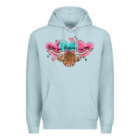Blue Mist western cow and heart Premium Hoodie - MaliasSmallBusiness