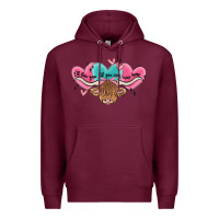 Burgundy western cow and heart Premium Hoodie - MaliasSmallBusiness