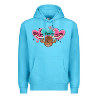 Ocean Blue western cow and heart Premium Hoodie - MaliasSmallBusiness