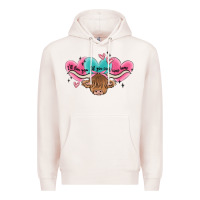 Pale Pink western cow and heart Premium Hoodie - MaliasSmallBusiness