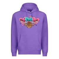 Purple western cow and heart Premium Hoodie - MaliasSmallBusiness