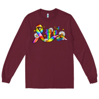 Burgundy pride ribbon Long Sleeve Tee - Zillion Design Studio