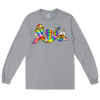 Heather Grey pride ribbon Long Sleeve Tee - Zillion Design Studio