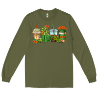 Army Green cactus coffee cups Long Sleeve Tee - AdoDesignShop