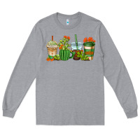 Heather Grey cactus coffee cups Long Sleeve Tee - AdoDesignShop