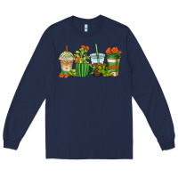 Navy cactus coffee cups Long Sleeve Tee - AdoDesignShop