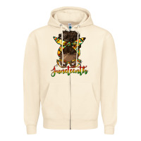 Juneteenth Black Woman Messy Bun Zipper Hoodie | Teevron