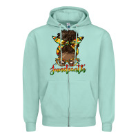Seafoam juneteenth black woman messy bun Zipper Hoodie - HRA Design Shop