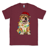 Burgundy christmas bulldog Classic Tee - RanaPortraitStore