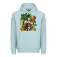 Blue Mist st patricks donkeys with  shamrocks Premium Hoodie - AdoDesignShop