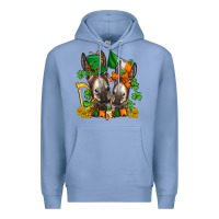 Colony Blue st patricks donkeys with  shamrocks Premium Hoodie - AdoDesignShop