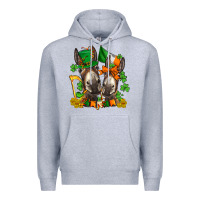 Heather Grey st patricks donkeys with  shamrocks Premium Hoodie - AdoDesignShop