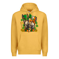 Mustard st patricks donkeys with  shamrocks Premium Hoodie - AdoDesignShop