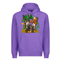 Purple st patricks donkeys with  shamrocks Premium Hoodie - AdoDesignShop