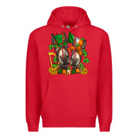 Red st patricks donkeys with  shamrocks Premium Hoodie - AdoDesignShop