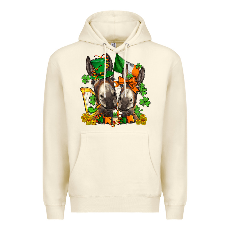 St Patricks Donkeys With  Shamrocks Premium Hoodie by AdoDesignShop | Teevron
