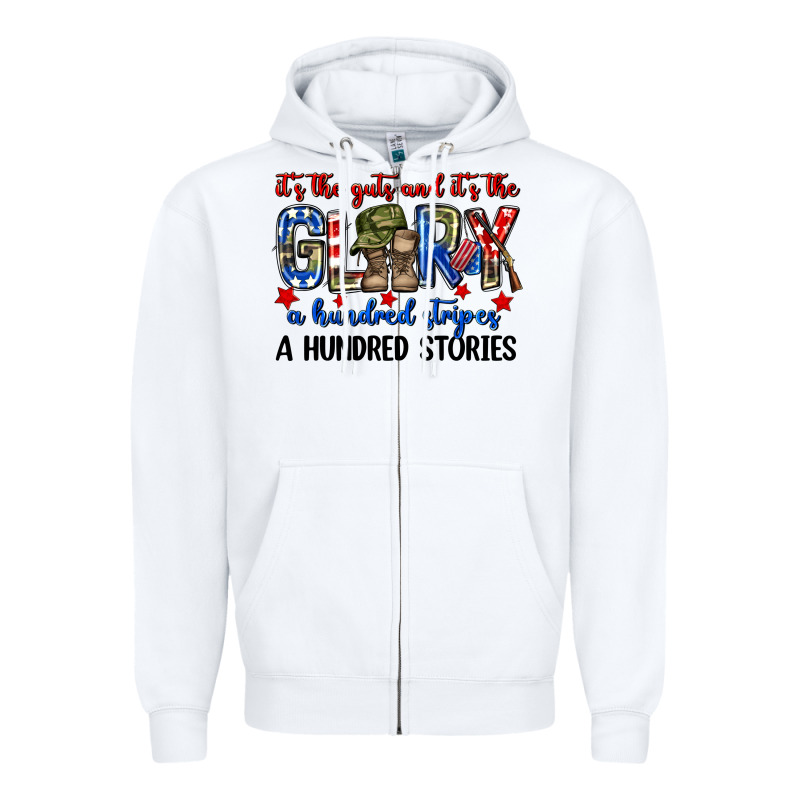 It's The Guts And It's The Glory A Hundred Stripes Zipper Hoodie by Neo Western | Teevron