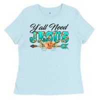 Baby Blue y'all need jesus arrow lily flowers Ladies Tee - BarkalooDesign