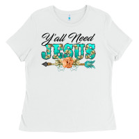 White y'all need jesus arrow lily flowers Ladies Tee - BarkalooDesign