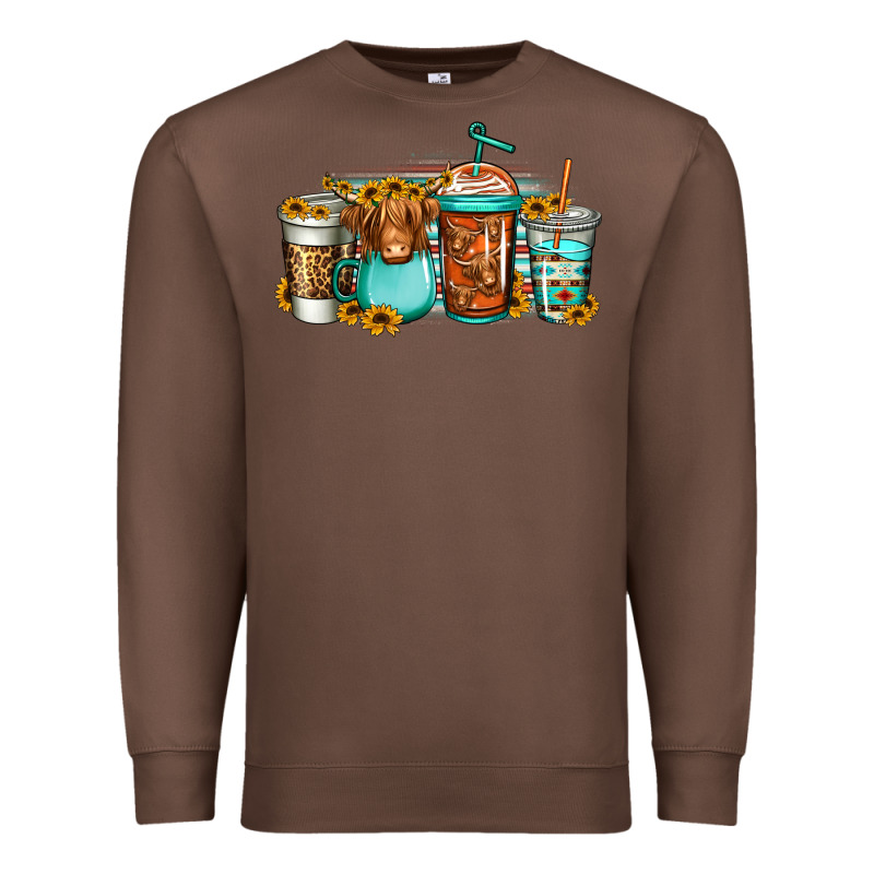 Longhaired Cow Coffee Cups Premium Sweatshirt by Jasminsmagicworld | Teevron