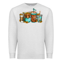 Oatmeal Heather longhaired cow coffee cups Premium Sweatshirt - Jasminsmagicworld