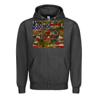 Charcoal Heather Hunting leopard USA flag tumbler 4th of july Zipper Hoodie - Neo Western