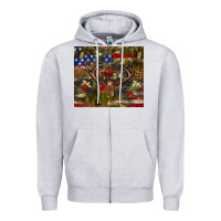 Heather Grey Hunting leopard USA flag tumbler 4th of july Zipper Hoodie - Neo Western