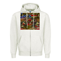 Oatmeal Heather Hunting leopard USA flag tumbler 4th of july Zipper Hoodie - Neo Western