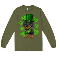 Army Green st. patrick's day lucky dachshund puppy Long Sleeve Tee - RanaPortraitStore