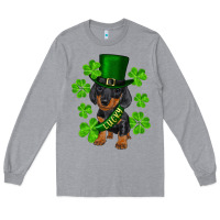 Heather Grey st. patrick's day lucky dachshund puppy Long Sleeve Tee - RanaPortraitStore