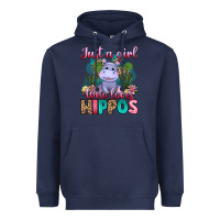 Navy just a girl who loves hippos Heavyweight Hoodie - Artiststas