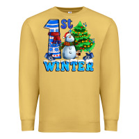 Antique Gold first winter with snowman Premium Sweatshirt - AdoDesignShop