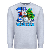 Heather Grey first winter with snowman Premium Sweatshirt - AdoDesignShop