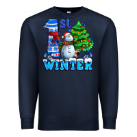 Navy first winter with snowman Premium Sweatshirt - AdoDesignShop