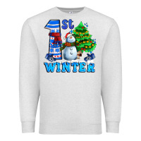 Oatmeal Heather first winter with snowman Premium Sweatshirt - AdoDesignShop