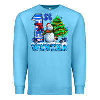Ocean Blue first winter with snowman Premium Sweatshirt - AdoDesignShop