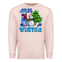 Pale Pink first winter with snowman Premium Sweatshirt - AdoDesignShop