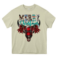 Mossy merry christmas bull skull Heavy Core Tee - CowhideDigitalArt