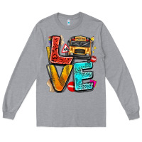 Heather Grey love school bus Long Sleeve Tee - texasbilliewilder