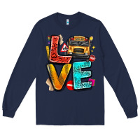 Navy love school bus Long Sleeve Tee - texasbilliewilder