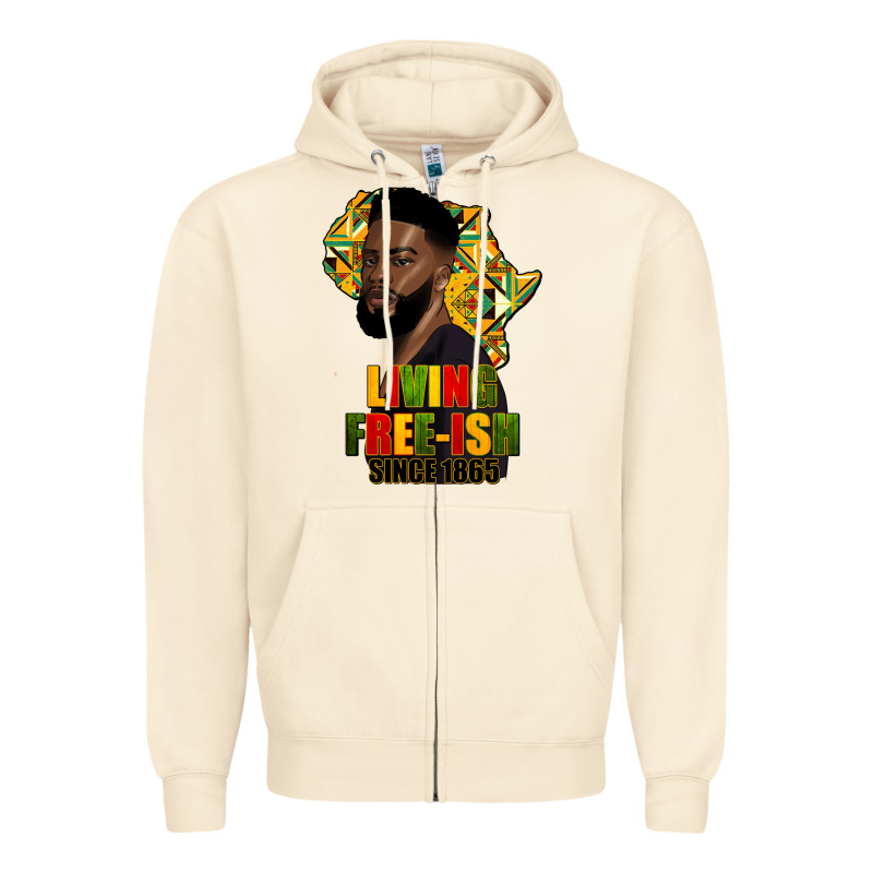 Juneteenth Living Freeish Since 1865 Zipper Hoodie by HRA Design Shop | Teevron