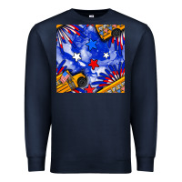 Navy 4th of july school bus seamless pattern Premium Sweatshirt - BundleAndBundleShop