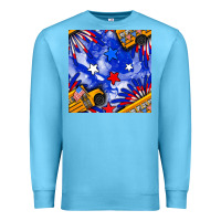 Ocean Blue 4th of july school bus seamless pattern Premium Sweatshirt - BundleAndBundleShop