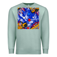 Seafoam 4th of july school bus seamless pattern Premium Sweatshirt - BundleAndBundleShop